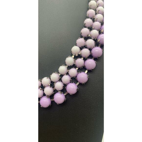Lavender Purple Prong Set 3 Layer Choker Collar Necklace - Picture 3 of 5